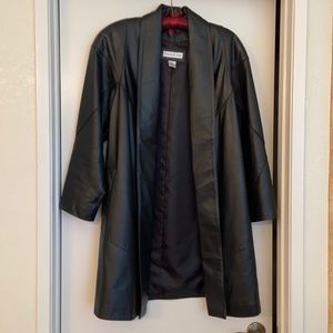 Genuine leather trench coat